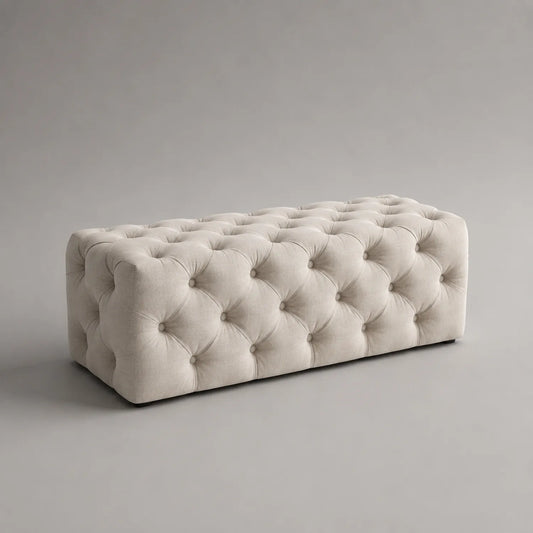 Stoff Sitzbank Rechteckig Creme 120x45x45 cm