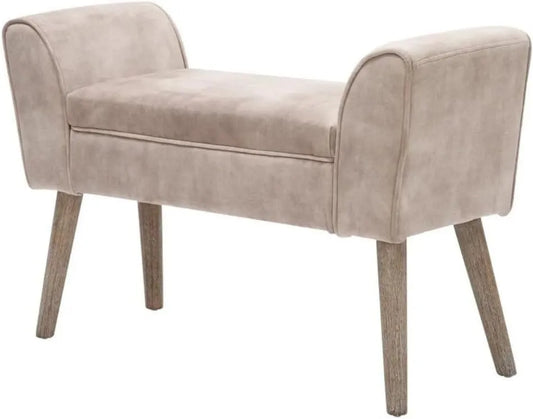 Sitzbank und Esszimmerbank — mit Armlehnen, mit Samtbezug, 90 × 56 × 30cm, beige, mit Stoffbezug
