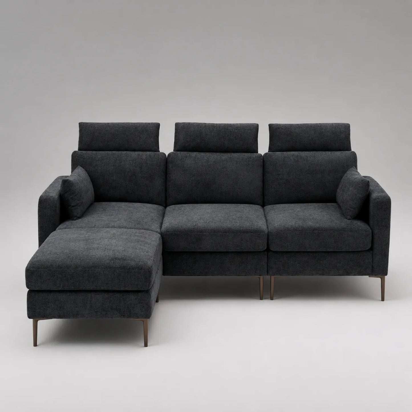 Ecksofa mit Recamiere aus Stoff Dunkelgrau