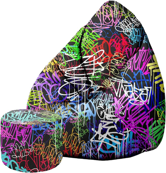 Sitzsack – aus Oxford-Gewebe, mit Kissen, wasserbeständig, 80 × 80 × 120cm, mit Stoffbezug