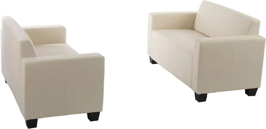 Sofa – Creme, aus PU-Leder, beige