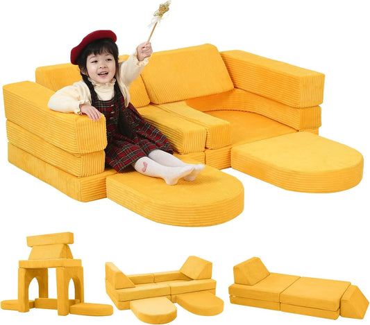 Kinderzimmer-Set — Cord, für Kinder, modular, mit Cordbezug, Schaumstoffpolsterung, 10-teilige, gelb