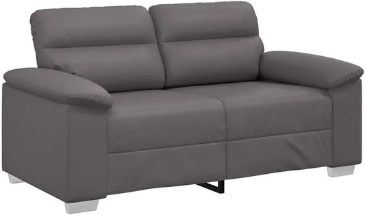 Sofa — Kunstleder Grau, aus Metall, aus PU-Leder, aus Holz, mit Armlehnen, 2-Sitzer, 160 × 81 × 84 cm