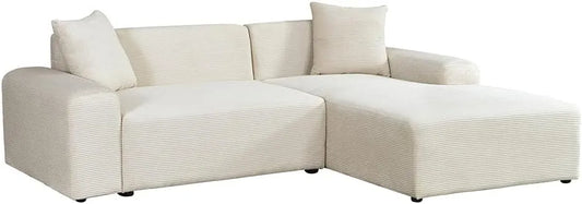 Ecksofa und Wohnlandschaft — AMELIO Cord, rechte Ausrichtung, mit Cordbezug, 240 × 178 cm, beige