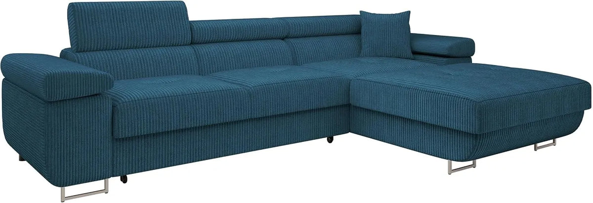 Ecksofa und Wohnlandschaft – Torezio Mini, L-Form, rechte Ausrichtung, mit Cordbezug, mit Bettkasten, mit Schlaffunktion