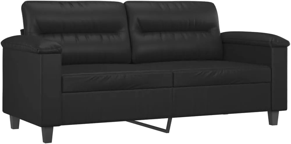 Ecksofa und Wohnlandschaft: aus PU-Leder, 2-Sitzer, 170 × 77 × 80 cm, schwarz, aus Metall