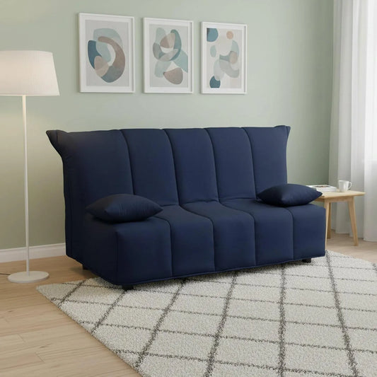 Schlafsofa und Sofabett: Alisee, mit Kissen, 2-Sitzer, 125 × 90 × 85 cm, blau, mit Stoffbezug