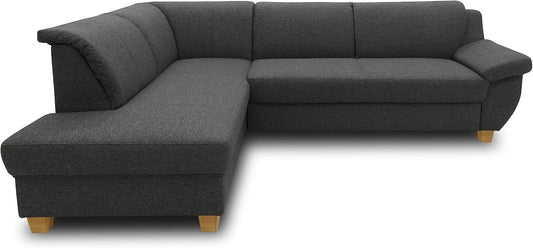 Ecksofa und Wohnlandschaft — Panama, L-Form, linke Ausrichtung, mit Cordbezug, im klassischen Stil, 254 × 186 × 80 cm, anthrazit