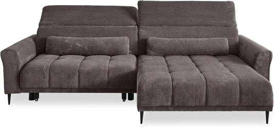 Ecksofa und Wohnlandschaft – rechte Ausrichtung, mit Kissen, 277 × 108 × 179 cm, schwarz, aus Metall