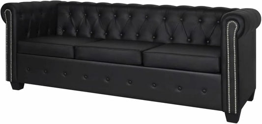 Sofa — aus PU-Leder, 3-Sitzer, schwarz