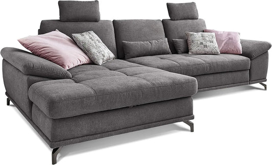 Ecksofa und Wohnlandschaft — L-Form, 312 × 114 × 173, grau, mit Stoffbezug