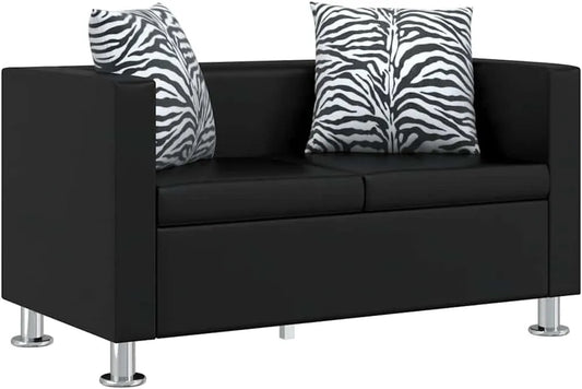Sofa – Relaxsofa Relaxcouch, aus PU-Leder, 2-Sitzer, schwarz