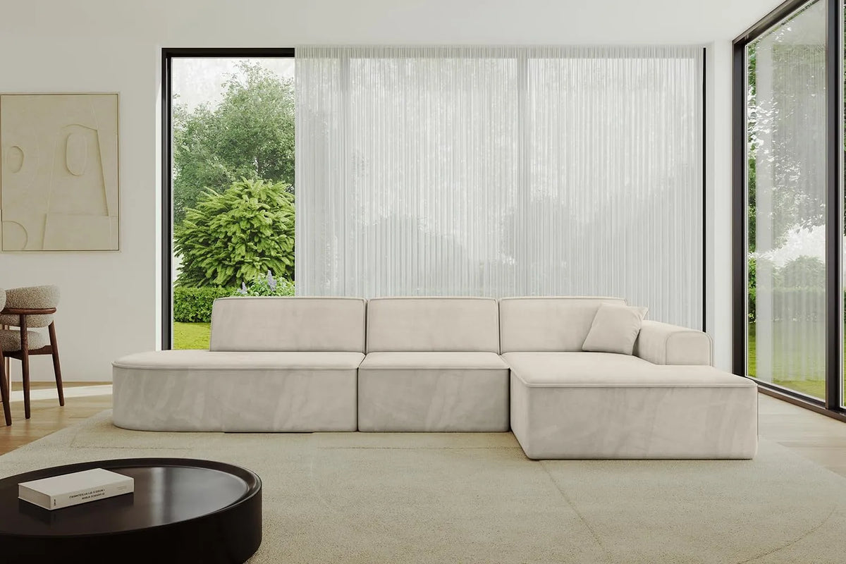 Ecksofa und Wohnlandschaft – IREA-L2-v3, L-Form, 327 × 165 × 77, beige, ALTDECOR IREA-L2