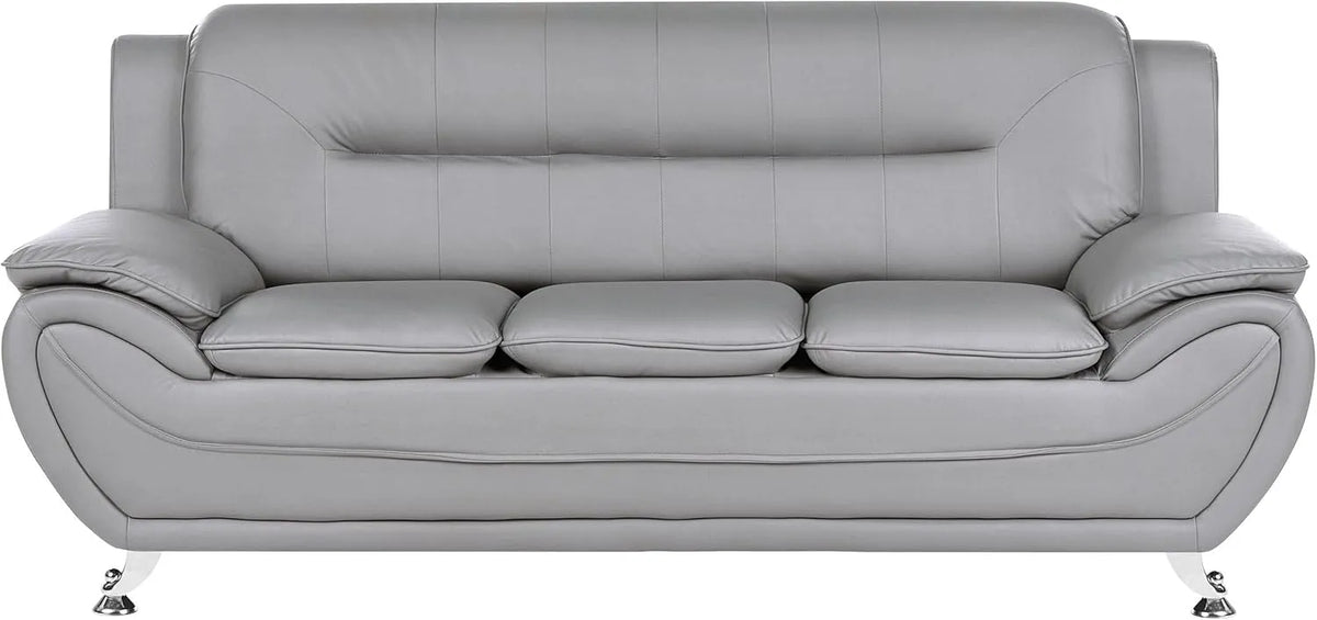 Sofa – aus PU-Leder, mit Metallbeinen, 3-Sitzer, grau