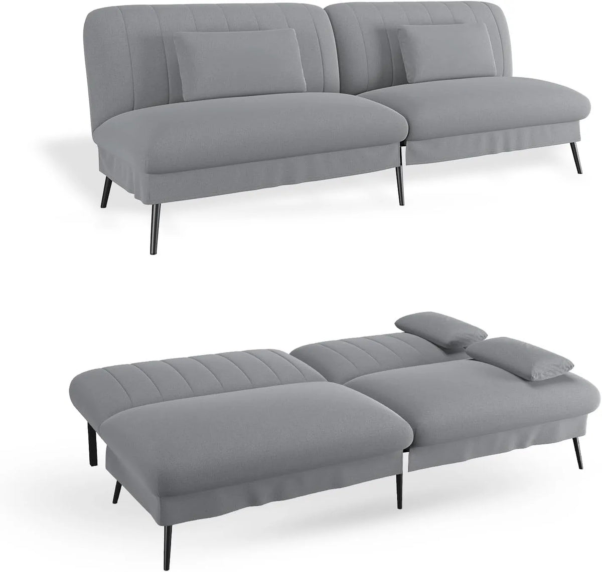 Schlafsofa und Sofabett: mit Schlaffunktion, klappbar, grau