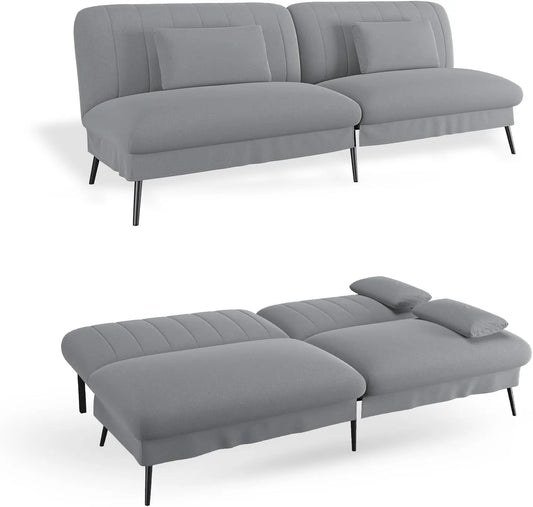 Schlafsofa und Sofabett: mit Schlaffunktion, klappbar, grau