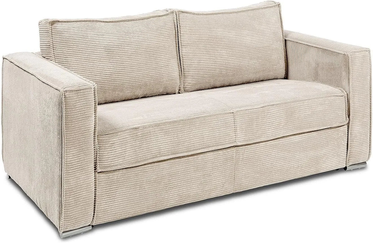 Schlafsofa und Sofabett: mit Samtbezug, beige