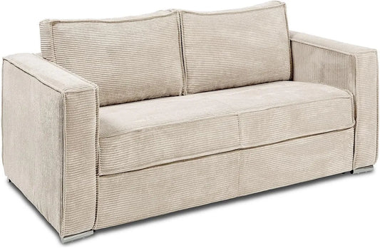 Schlafsofa und Sofabett: mit Samtbezug, beige