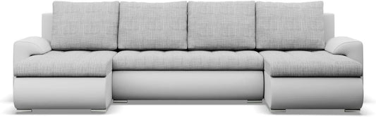 Ecksofa und Wohnlandschaft – FORESTA, Schaumstoffpolsterung, mit Bettkasten, mit Schlaffunktion, 302 × 89 × 159, grau