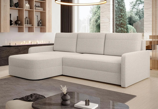 Ecksofa und Wohnlandschaft: mit Schlaffunktion, 250 cm, beige
