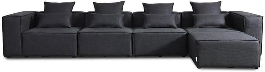 Eckmodul für Sofa – Ecksofa und Wohnlandschaft, modular, mit Kissen, 414 × 70 × 207 cm, 46 cm, 80 cm, anthrazit