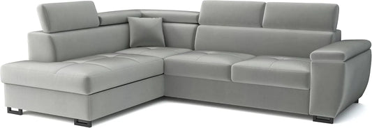 Ecksofa und Wohnlandschaft: linke Ausrichtung, mit Bettkasten, mit Schlaffunktion, verstellbar, 270 × 202 × 96cm, grau