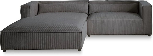 Ecksofa und Wohnlandschaft: ELA, linke Ausrichtung, mit Samtbezug, 4-Sitzer, grau