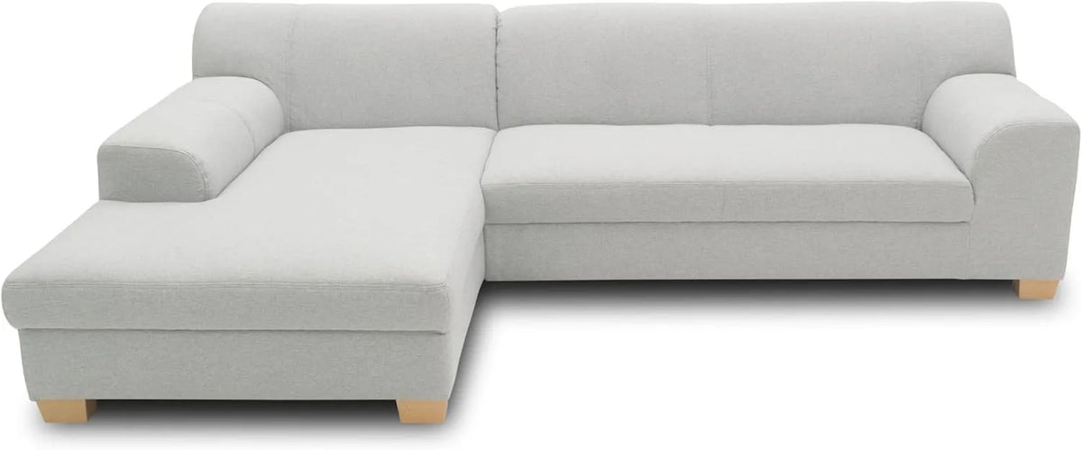 Ecksofa und Wohnlandschaft: Tinos, L-Form, mit Schlaffunktion, 273 × 157 cm, silber