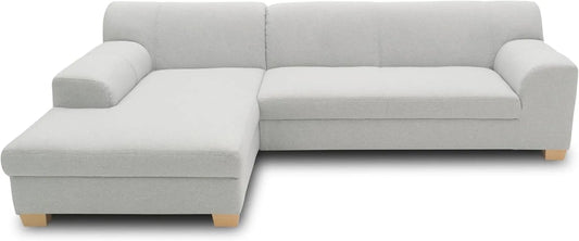 Ecksofa und Wohnlandschaft: Tinos, L-Form, mit Schlaffunktion, 273 × 157 cm, silber