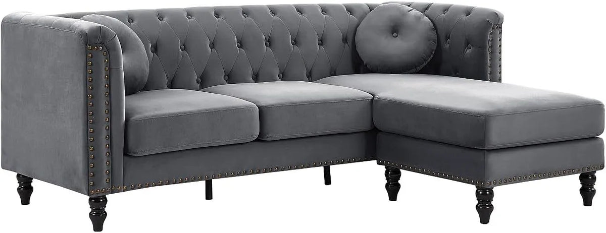 Ecksofa und Wohnlandschaft: Turner, mit Samtbezug, anthrazit