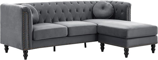 Ecksofa und Wohnlandschaft: Turner, mit Samtbezug, anthrazit