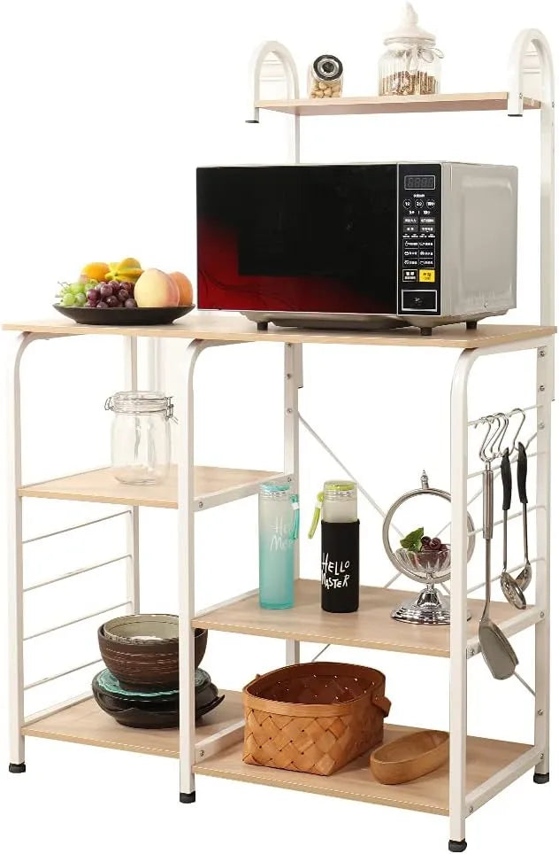 Soges Multi-Functional Kitchen Baker's Rack Utility Microwave Oven Stand Storage: mit Stauraum, weiß