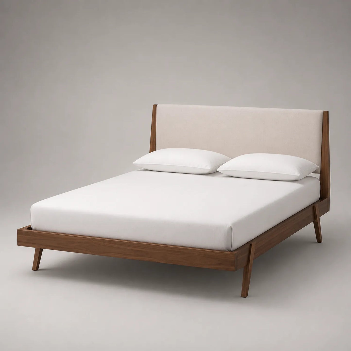 Doppelbett aus Holz mit gepolstertem Kopfteil 200x160 cm