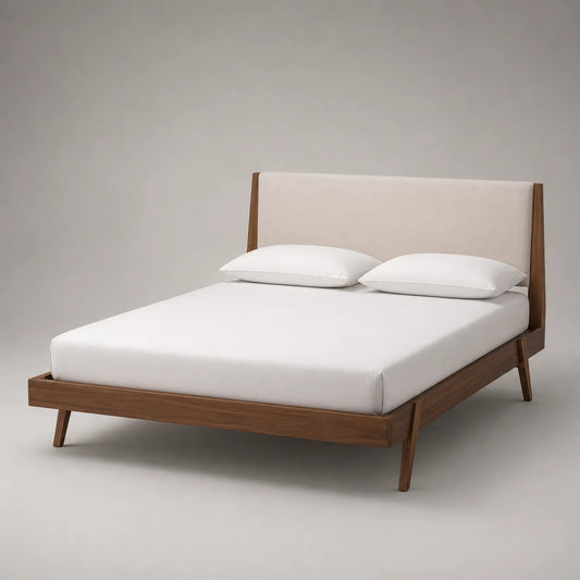 Doppelbett aus Holz mit gepolstertem Kopfteil 200x160 cm