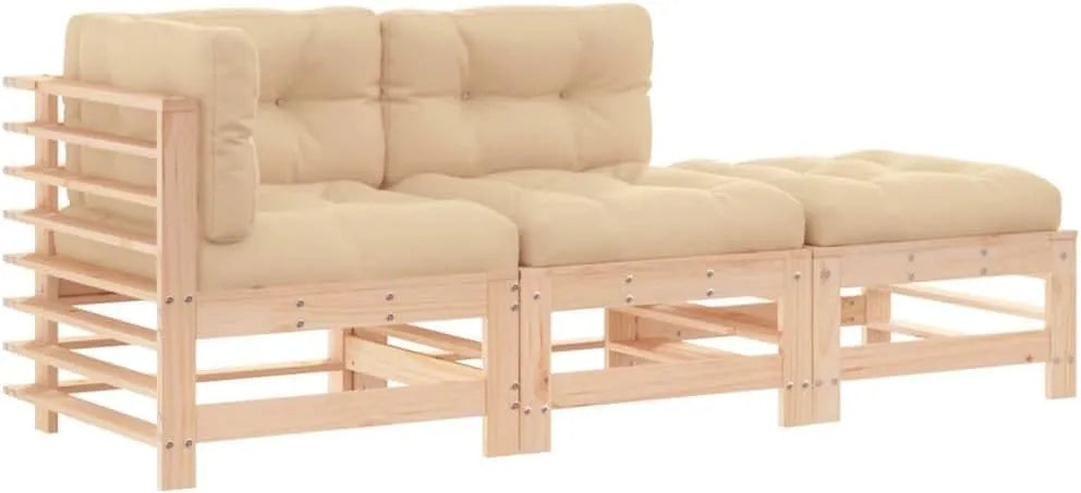 Gartenmöbel-Set und Lounge-Set – TLG, modular, mit Kissen, aus Massivholz, 3-TLG