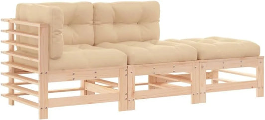 Gartenmöbel-Set und Lounge-Set – TLG, modular, mit Kissen, aus Massivholz, 3-TLG