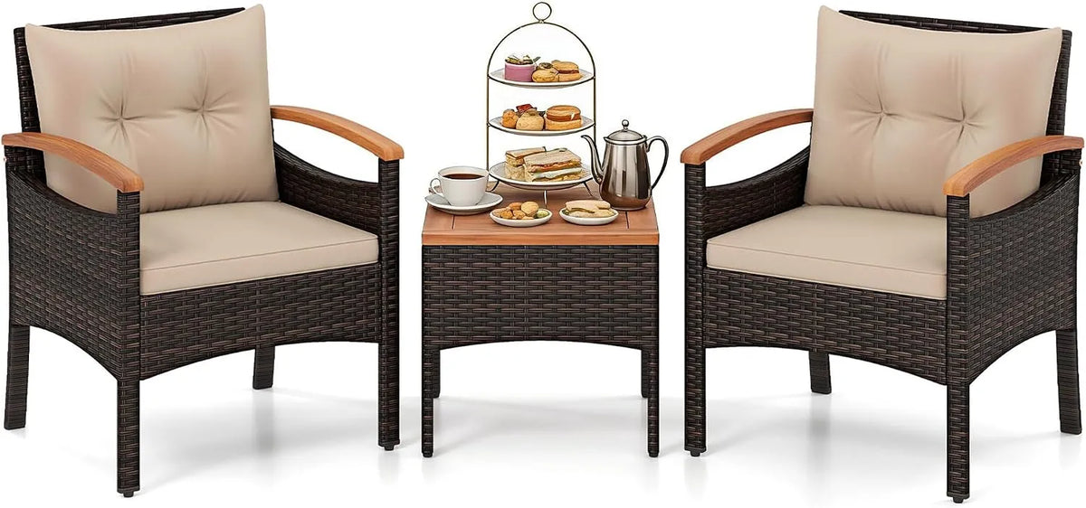 Gartenmöbel-Set und Lounge-Set: TLG, mit Kissen, aus Polyrattan, 3 TLG