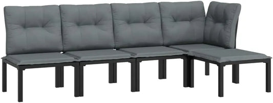 Gartenmöbel-Set und Lounge-Set: TLG, modular, aus Polyrattan, 5-TLG, grau