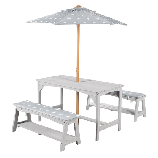 roba Kindersitzgruppe Outdoor+ aus Massivholz — grau