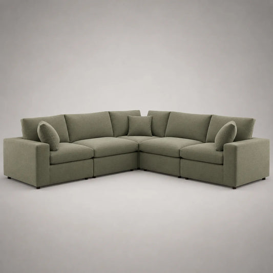 Ecksofa 5-teilig Polyestergewebe Grün
