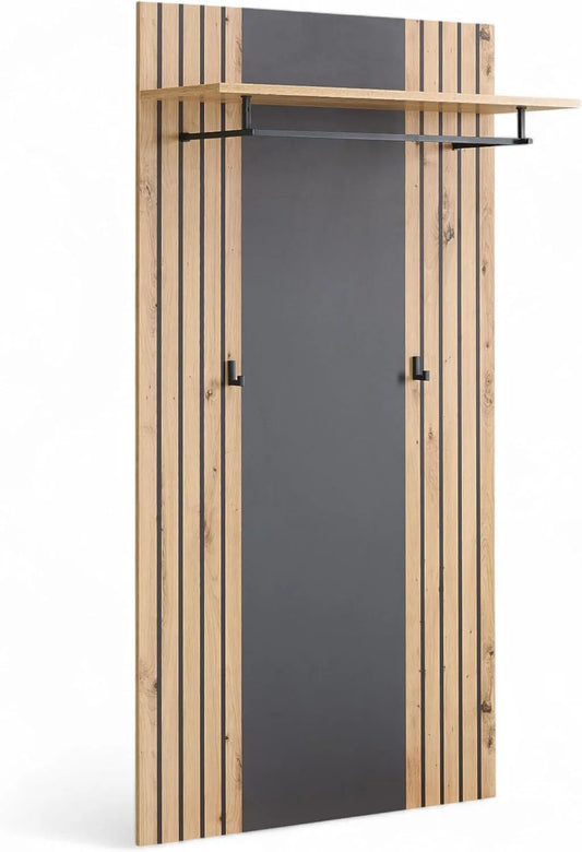 Lagos Garderobenpaneel in Artisan Eiche Optik — 80 × 150 × 28 cm, anthrazit