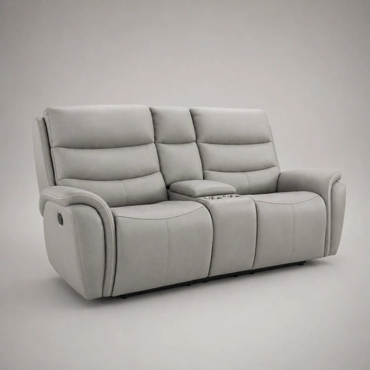 Zweisitzer-Sofa aus Mikrofaser mit Getränkehalter Grau 200cm