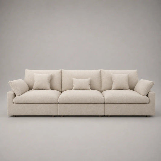 Modulares 4-Sitzer-Sofa aus Leinen in Beige