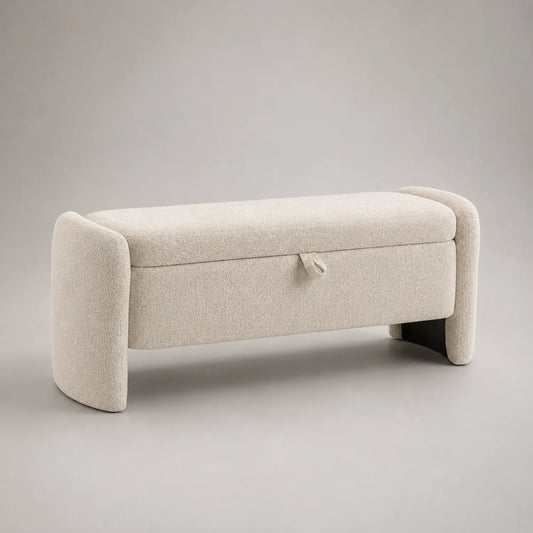 Polsterbank mit Stauraum, Polyester, Beige
