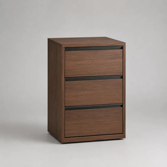 Aktenschrank mit 3 Schubladen aus Walnussfurnier