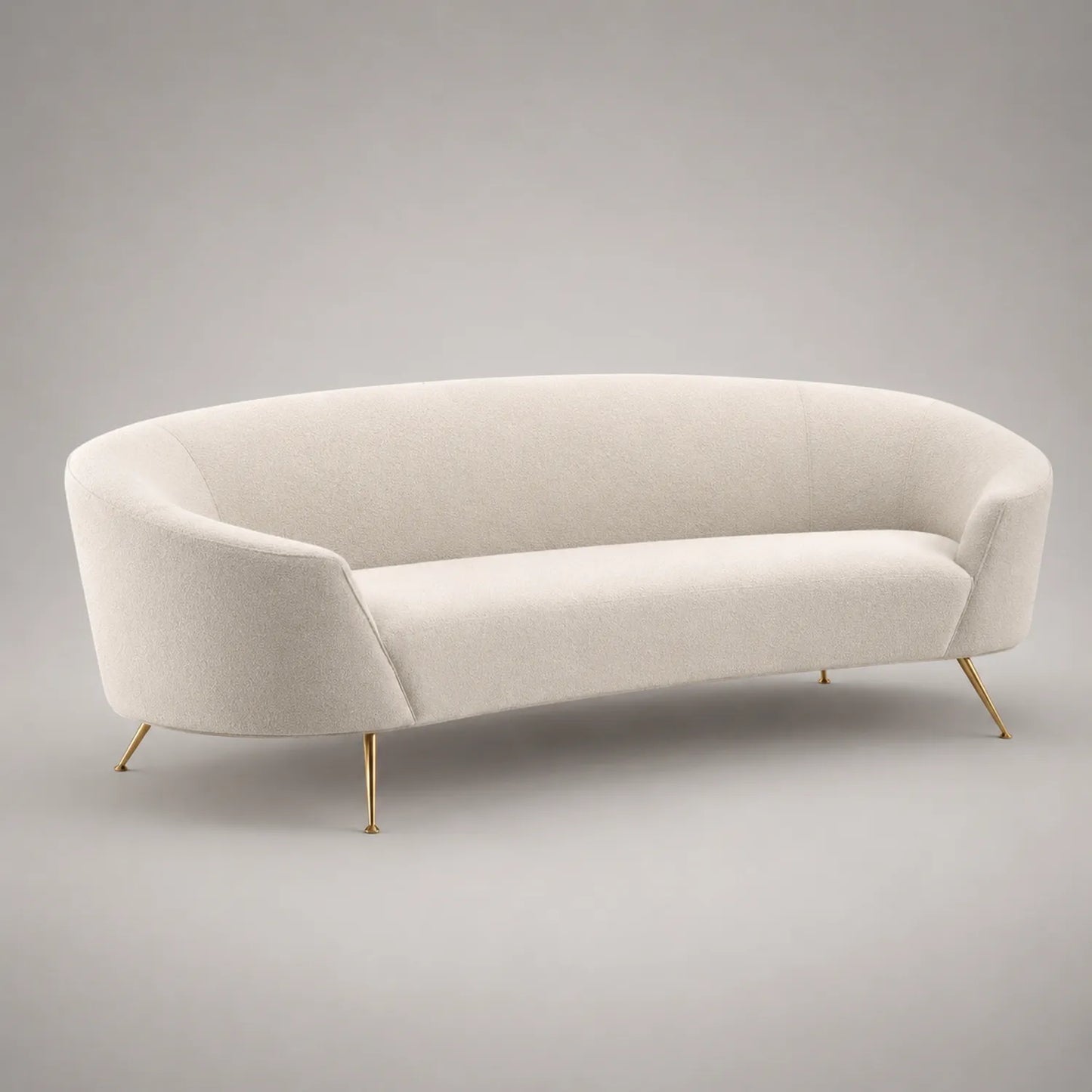 Ovales Sofa aus Polyester Beige mit Edelstahlbeinen 210cm