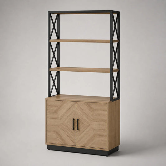 Regal mit Schrank aus Holzwerkstoff und Metall 180 cm