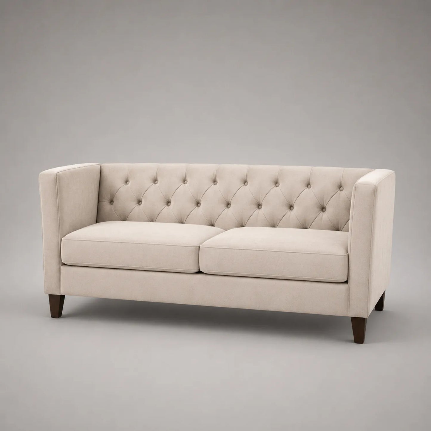3-Sitzer-Sofa Leinen Beige mit Holzfüßen