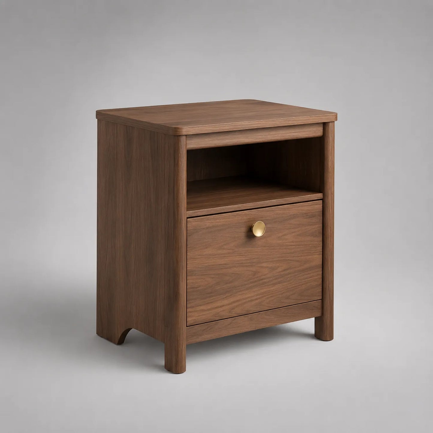 Holznachttisch mit Schublade aus MDF, 45x35x55 cm, Walnussbraun